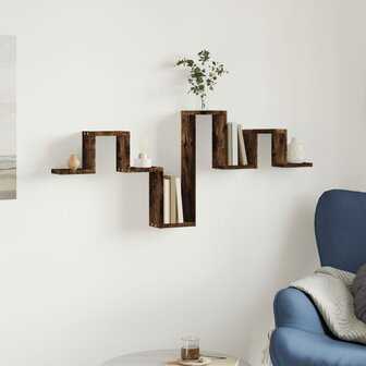 Wandschap 104,5x10x43 cm bewerkt hout gerookt eikenkleurig 3