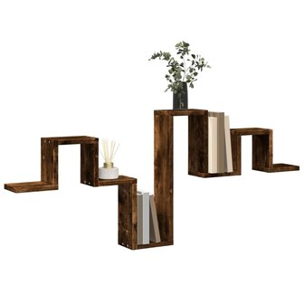 Wandschap 104,5x10x43 cm bewerkt hout gerookt eikenkleurig 4