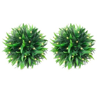 Kunstbuxusballen met LED-verlichting 2 st 20 cm groen 1
