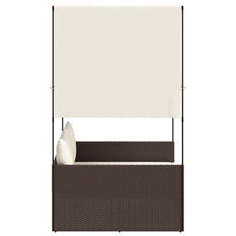 Ligbed tweepersoons met dak en gordijn poly rattan bruin 4
