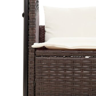 Ligbed tweepersoons met dak en gordijn poly rattan bruin 7