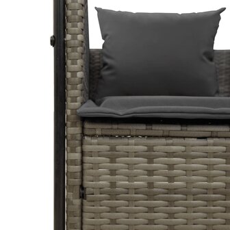 Ligbed tweepersoons met dak en gordijn poly rattan grijs 7