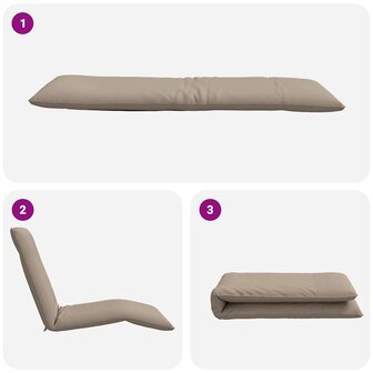 Ligstoel inklapbaar 175x54x8,5 cm oxford stof taupe 7