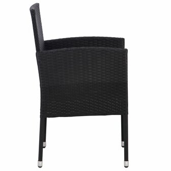 Tuinstoelen 2 st met witte kussens poly rattan zwart 4