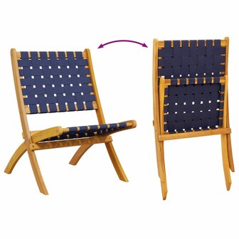 Tuinstoelen 2 st inklapbaar acaciahout en stof donkerblauw 7