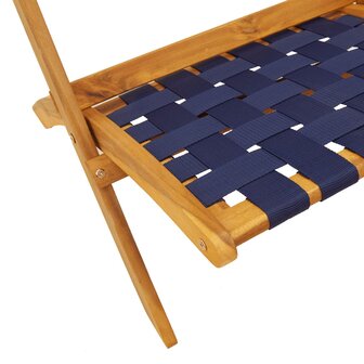 Tuinstoelen 2 st inklapbaar acaciahout en stof donkerblauw 8