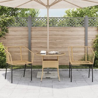 Tuinstoel bruin poly rattan 2 st 3