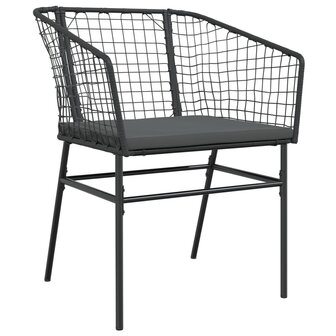 Tuinstoelen 2 st met kussens poly rattan zwart 4