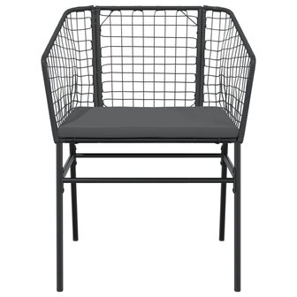 Tuinstoelen 2 st met kussens poly rattan zwart 5