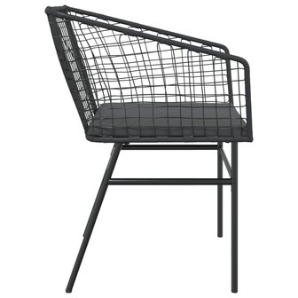 Tuinstoelen 2 st met kussens poly rattan zwart 6