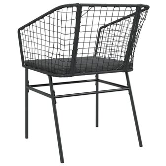 Tuinstoelen 2 st met kussens poly rattan zwart 7