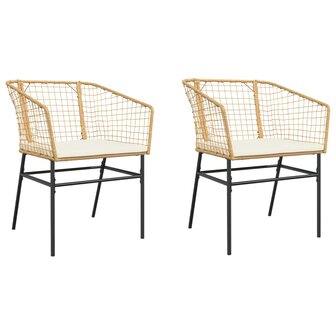 Tuinstoelen 2 st met kussens poly rattan bruin 2