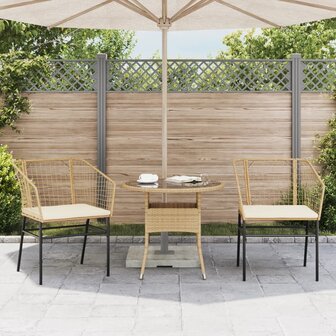 Tuinstoelen 2 st met kussens poly rattan bruin 3