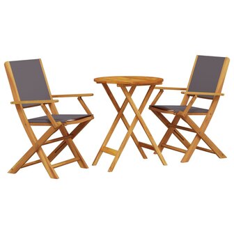 3-delige Bistroset stof en massief hout antracietkleurig 2
