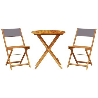 3-delige Bistroset stof en massief hout antracietkleurig 2