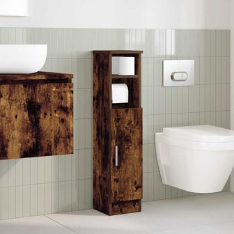 Badkamerkast met rolhouder 20,5x22x90 cm gerookt eikenkleurig 3