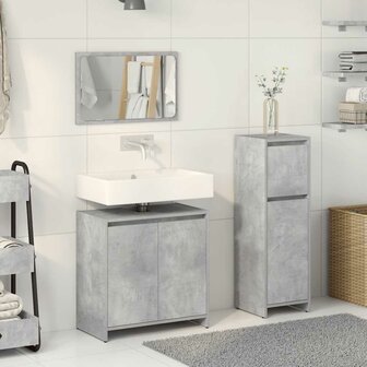 3-delige Badkamermeubelset bewerkt hout betongrijs 3