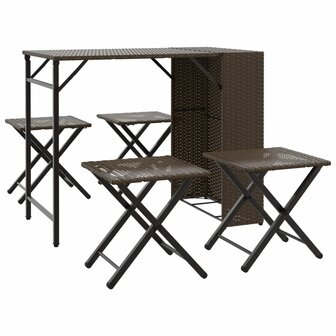 5-delige Tuinset inklapbaar poly rattan bruin  2