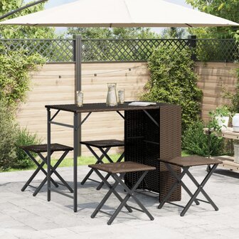 5-delige Tuinset inklapbaar poly rattan bruin  3
