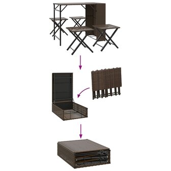 5-delige Tuinset inklapbaar poly rattan bruin  8