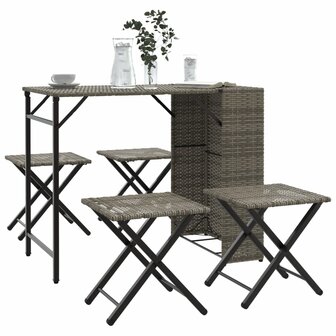 5-delige Tuinset inklapbaar poly rattan grijs  1