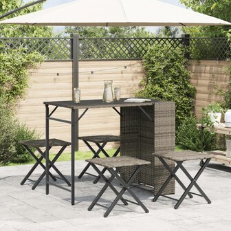 5-delige Tuinset inklapbaar poly rattan grijs  3
