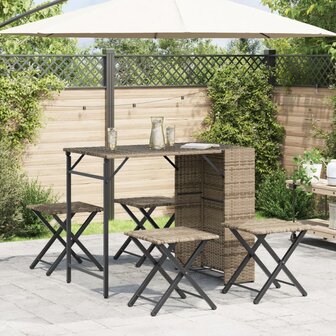 5-delige Tuinset inklapbaar poly rattan beige  3
