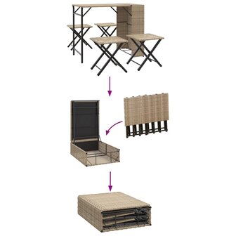5-delige Tuinset inklapbaar poly rattan beige  8
