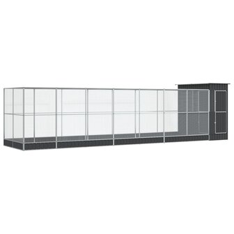 Voli&egrave;re met verlengstuk 830x203x216 cm staal zilverkleurig 2