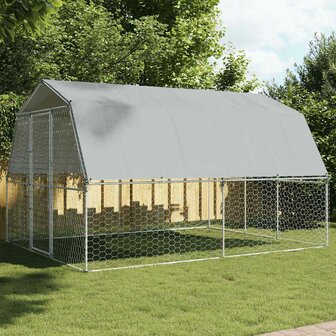 Hondenkennel met dak en deur gegalvaniseerd staal zilverkleurig 1