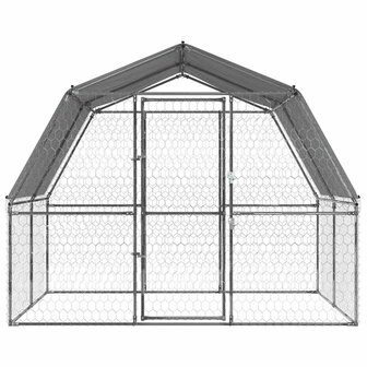 Hondenkennel met dak en deur gegalvaniseerd staal zilverkleurig 4