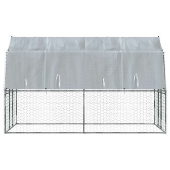 Hondenkennel met dak en deur gegalvaniseerd staal zilverkleurig 5