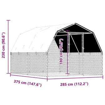 Hondenkennel met dak en deur gegalvaniseerd staal zilverkleurig 8