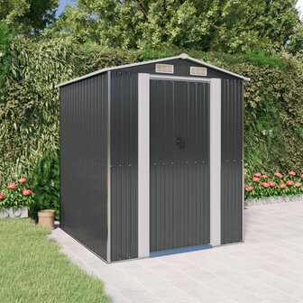 Tuinschuur 192x191x223 cm gegalvaniseerd staal antracietkleurig 1