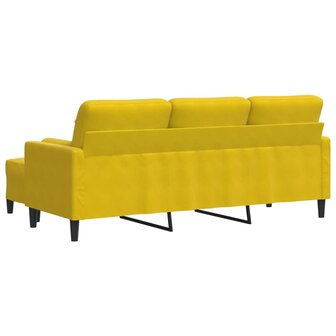 Driezitsbank met voetenbank 180 cm fluweel geel 5