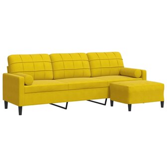 3-zitsbank met voetenbank 210 cm fluweel geel 2