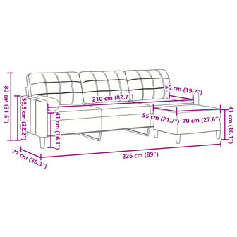 3-zitsbank met voetenbank 210 cm fluweel geel 7