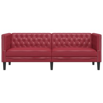 Driezitsbank Chesterfield-stijl kunstleer wijnrood 4