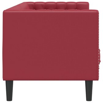 Driezitsbank Chesterfield-stijl kunstleer wijnrood 5