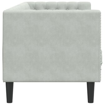 Driezitsbank Chesterfield-stijl met bolsters fluweel lichtgrijs 5