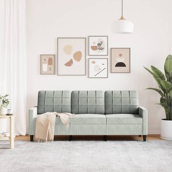 Driezitsbank 180 cm fluweel lichtgrijs 3