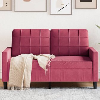 Tweezitsbank 120 cm fluweel wijnrood 1