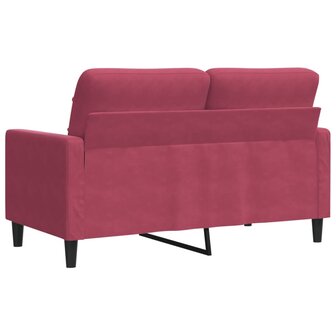 Tweezitsbank 120 cm fluweel wijnrood 6