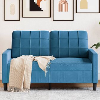 Tweezitsbank 120 cm fluweel blauw 1