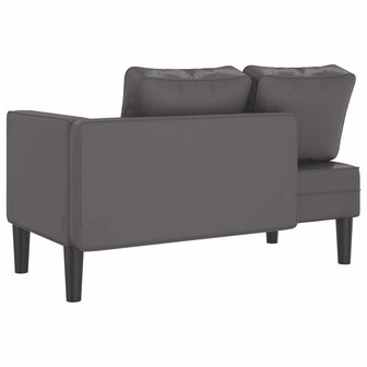 Chaise longue met kussens kunstleer grijs 5