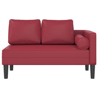 Chaise longue met kussens kunstleer wijnrood 3