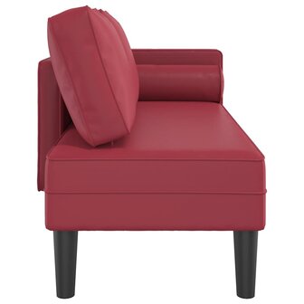 Chaise longue met kussens kunstleer wijnrood 4