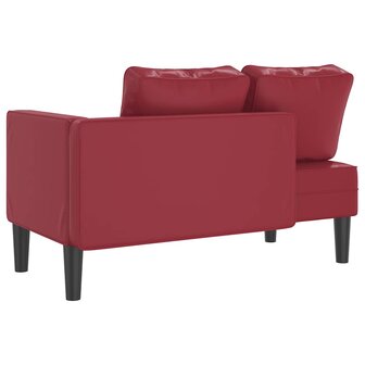 Chaise longue met kussens kunstleer wijnrood 5