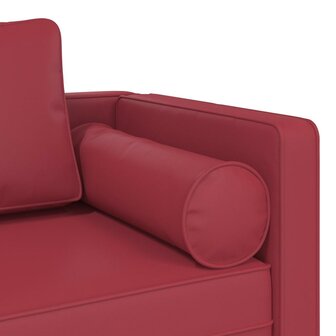 Chaise longue met kussens kunstleer wijnrood 6