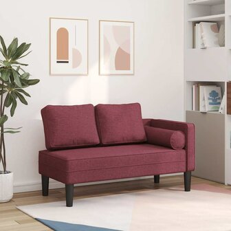 Chaise longue met kussens stof wijnrood 1